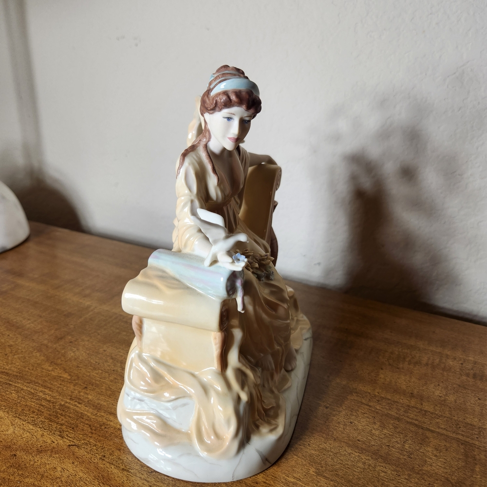 Wedgwood The Classical Collection Captivation Cream Blue Woman with Birds 8 1/2" - Picture 3 of 9